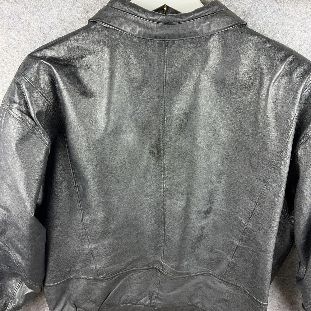 VINTAGE MEMBERS ONLY Black Leather Jacket Lined Size Mens L Motorcycle Bomber